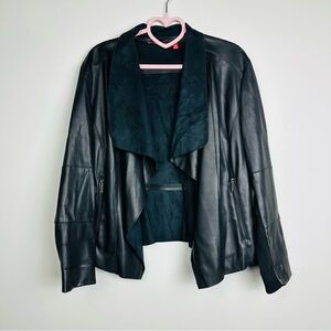 Saks Fifth Avenue Black Faux Leather Jacket Size Large